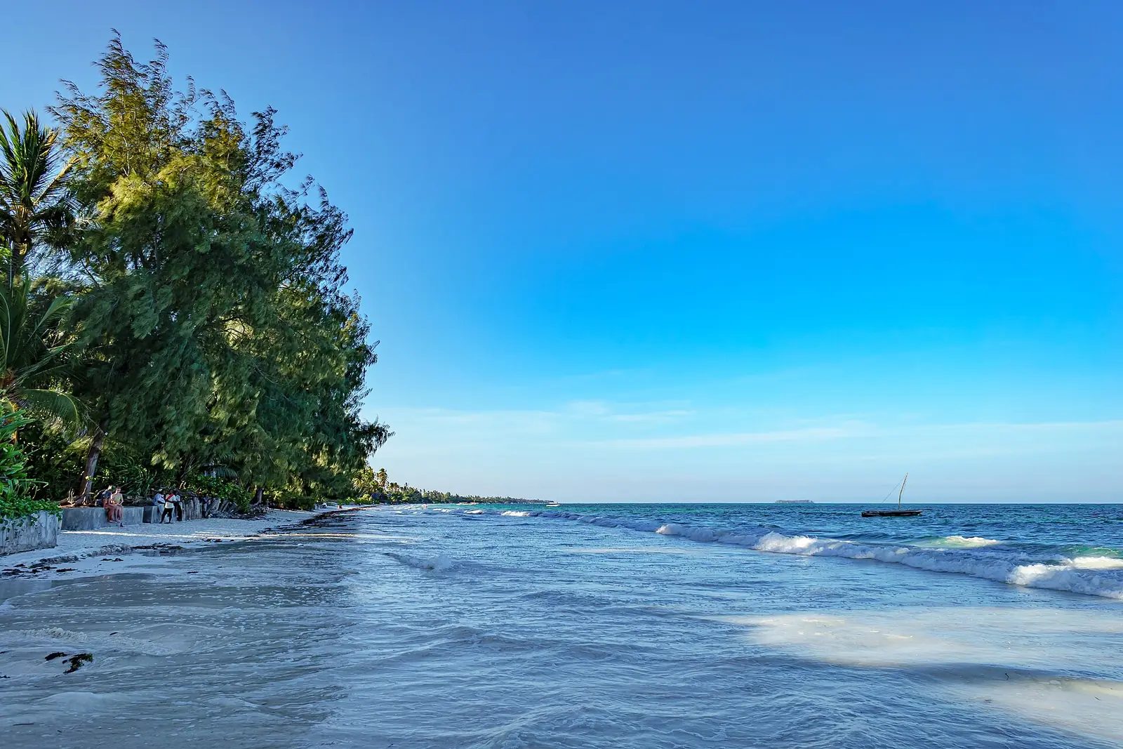The sea and white sand at Nungwi, Zanzibar